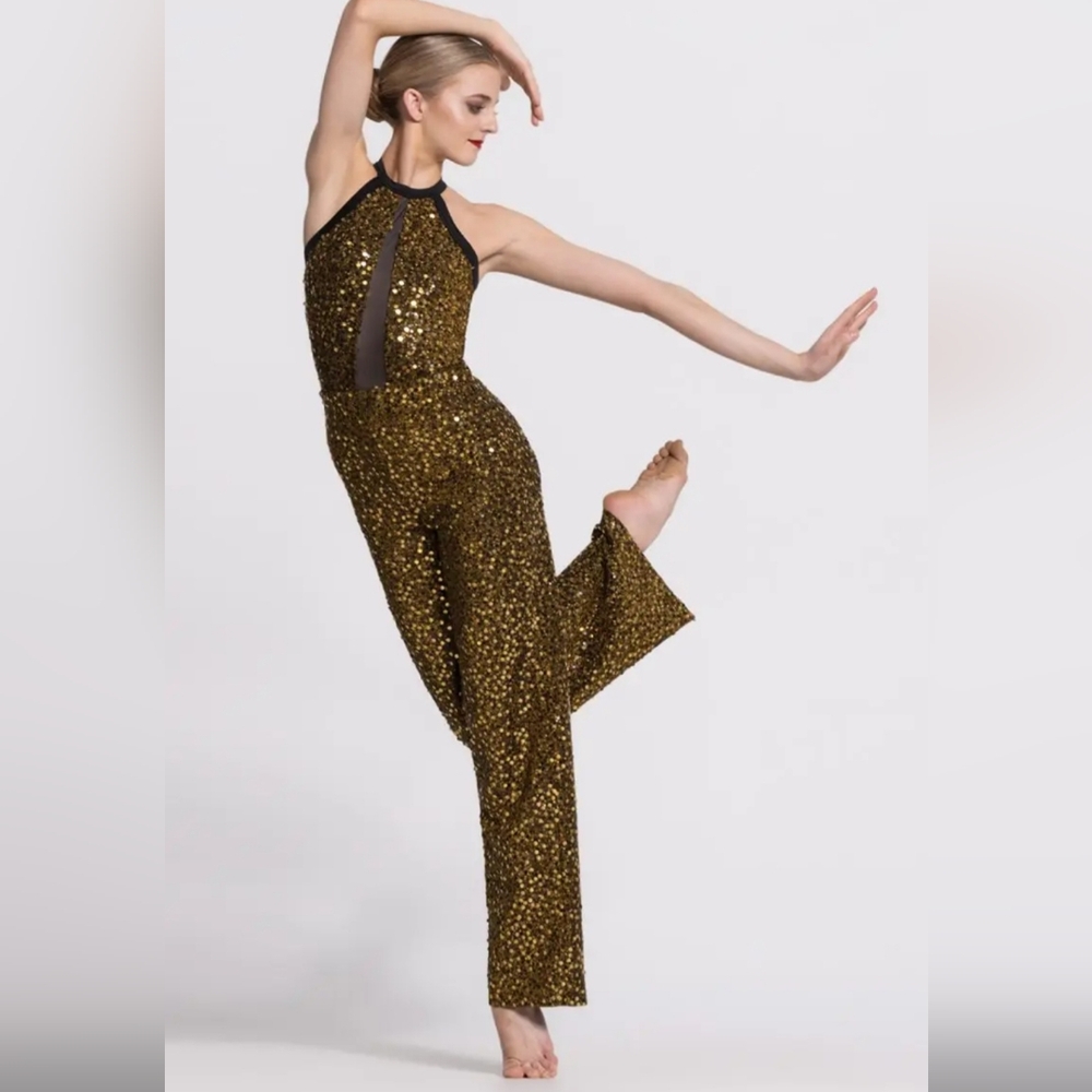 Weissman Jumpsuit Size Small Adult Color Gold/Black Excellent conditions